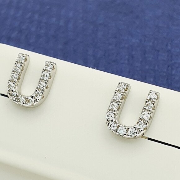 925 Sterling Silver CZ Stud Earrings for Women/Girl, US925P1083 - Picture 1 of 7